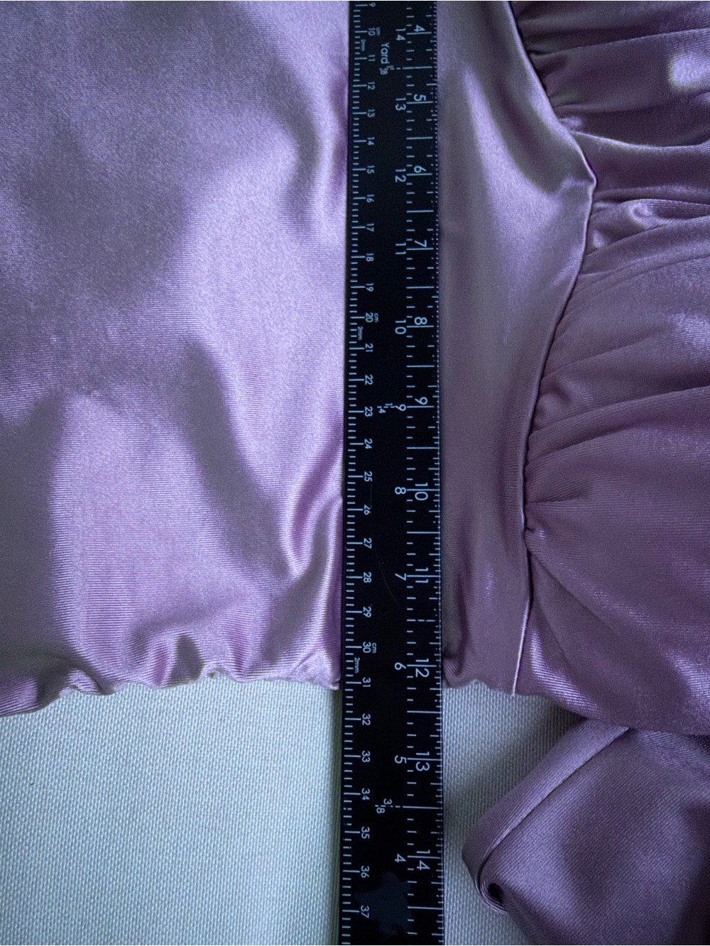 Corset Emma Mauve/ Purple Satin Puff-Sleeve Blouse by Madden NYC Size XS - Picture 13 of 15